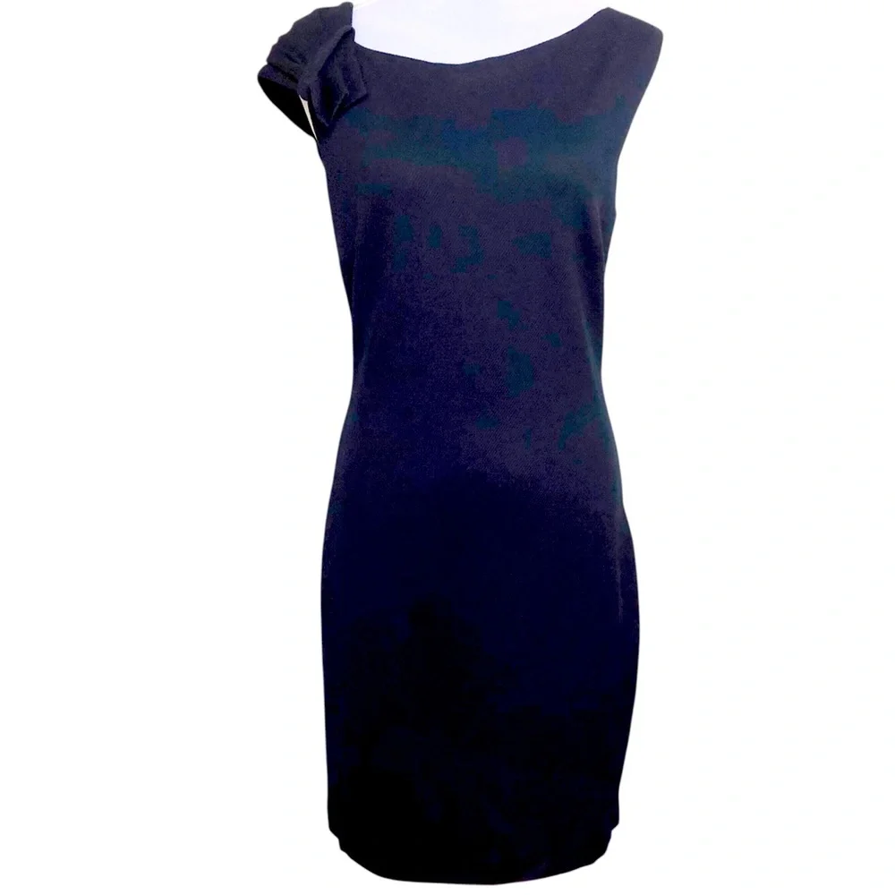 Mango Suit Navy Blue Sheath Corporate Dress Zips Lined Knee Length Size M/8 NEW - Picture 4 of 15
